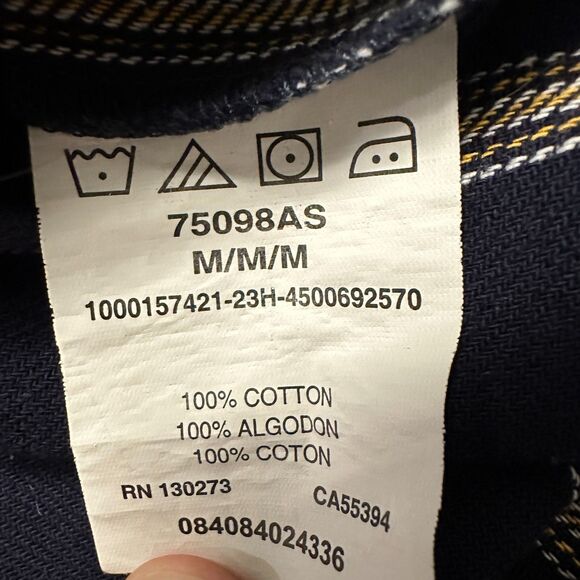 Wrangler Western Pearl Snap Navy Stripe Shirt Medium Y2K - Picture 11 of 11